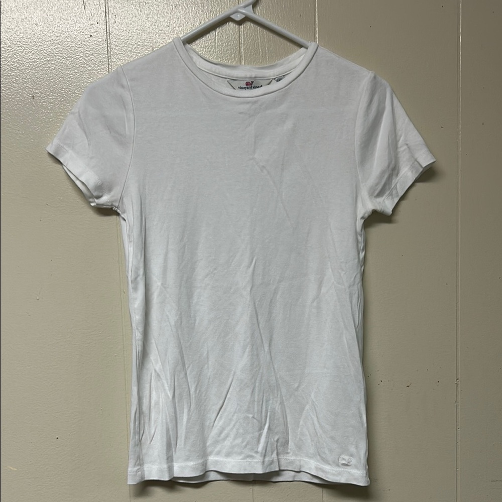 Vineyard Vines White Fitted Cuffed Sleeve T-Shirt
